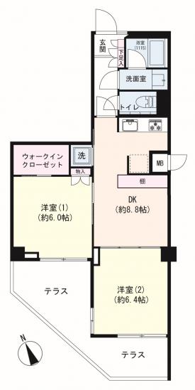 余丁町サンハイツ-1-間取図(平面図)