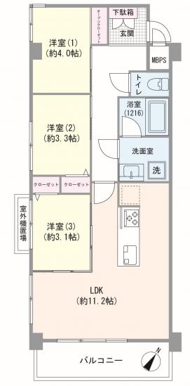 セザール第2中野富士見町-1-間取図(平面図)