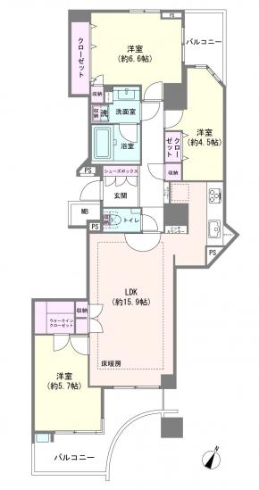 幡ヶ谷ハイムグランシス-1-間取図(平面図)