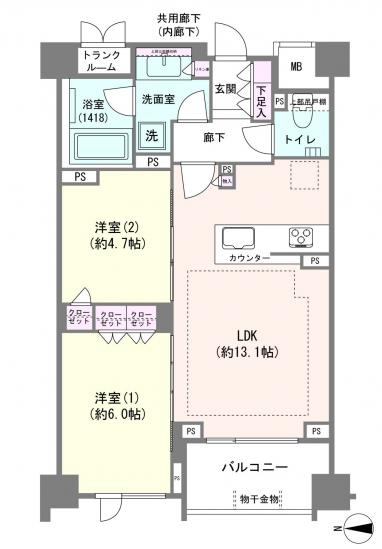プレミアスイート外苑の杜-1-間取図(平面図)