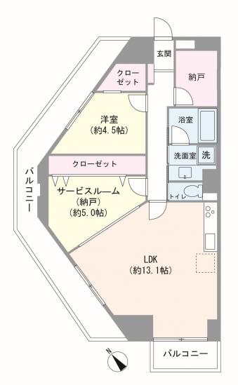 戸山マンション-1-間取図(平面図)