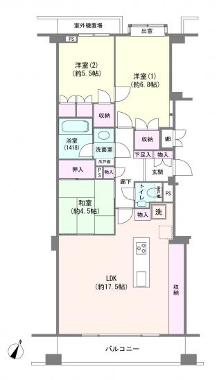 藤和神楽坂ホームズ-1-間取図(平面図)