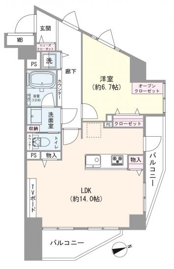 ディオレ西新宿-1-間取図(平面図)