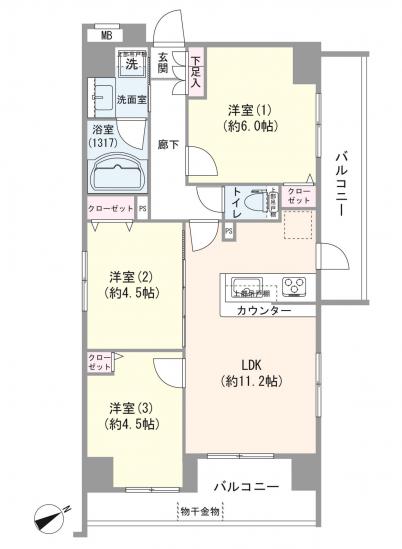 セイガステージ千歳船橋-1-間取図(平面図)