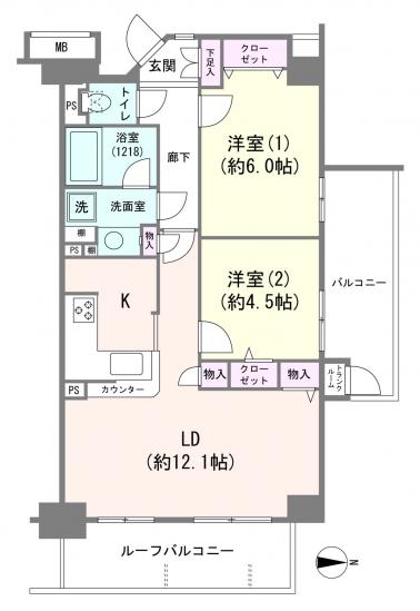 メゾンエクレーレ新宿西戸山-1-間取図(平面図)