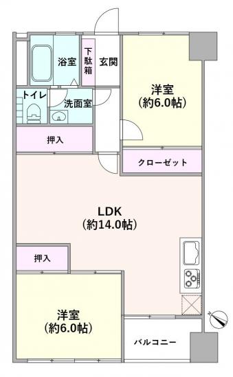 烏山南住宅　１号棟-1-間取図(平面図)