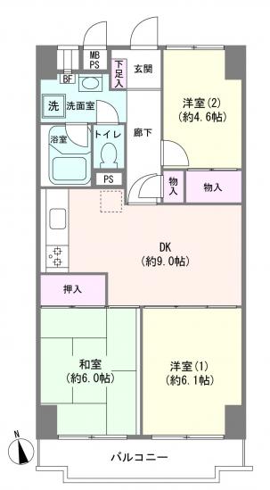 飯田橋第２パークファミリア-1-間取図(平面図)