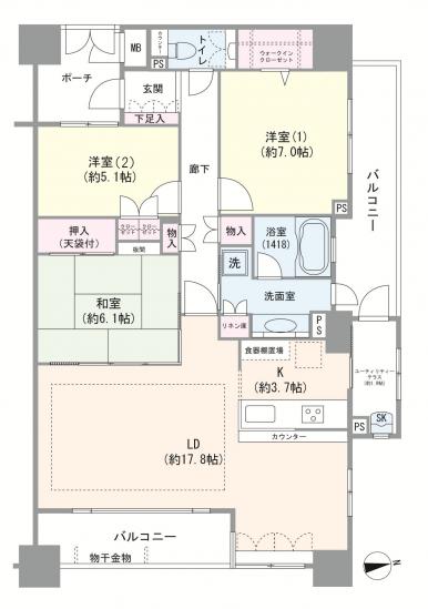 グラツィオーソ西荻窪-1-間取図(平面図)