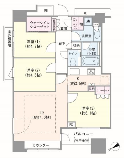 アトラスタワー西新宿-1-間取図(平面図)