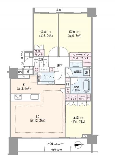 アトラス中野南台-1-間取図(平面図)