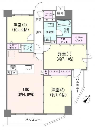グランドパーク代々木-1-間取図(平面図)