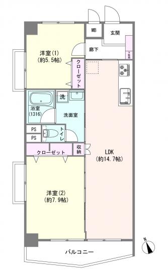 カーサ桜上水-1-間取図(平面図)