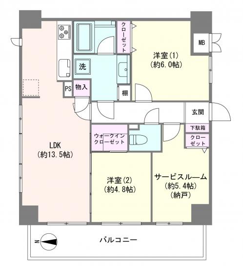 クレストコート中落合-1-間取図(平面図)