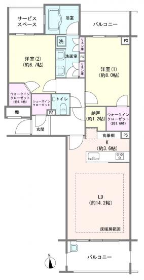 パークシティ浜田山　Ｅ棟-1-間取図(平面図)