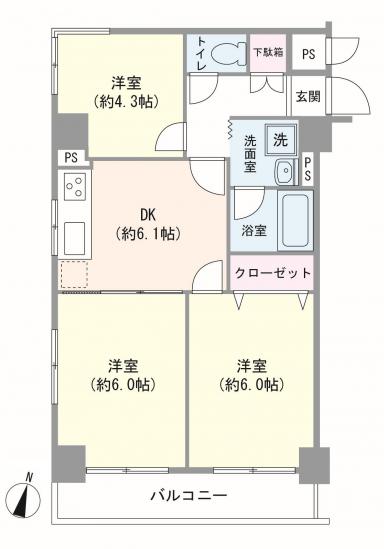 グリーンキャピタル第２笹塚-1-間取図(平面図)