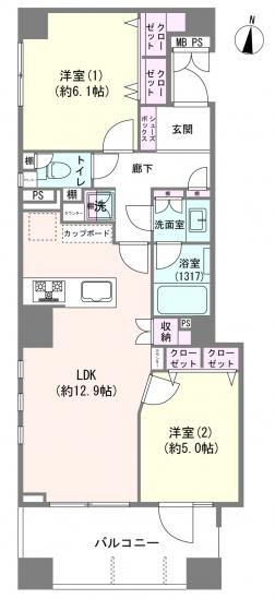 ザ・パームス代々木上原ヒルテラス-1-間取図(平面図)