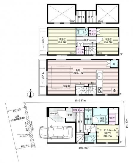 新宿区高田馬場３丁目戸建-1-間取図(平面図)