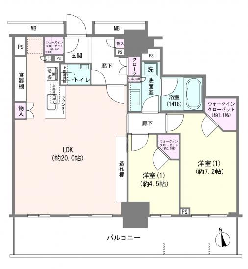 パークタワー西新宿エムズポート-1-間取図(平面図)