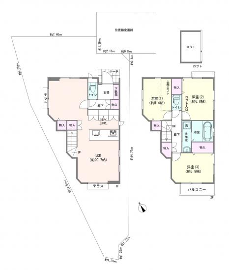 世田谷区喜多見７丁目戸建-1-間取図(平面図)