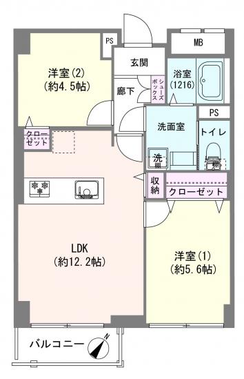 カーネ杉並和泉-1-間取図(平面図)