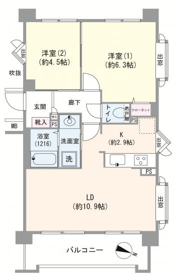 朝日クレス・パリオ北新宿-1-間取図(平面図)