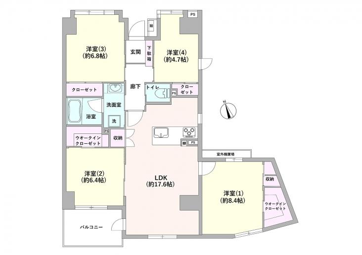 プロムナード仲町台　9号棟-1-間取図(平面図)