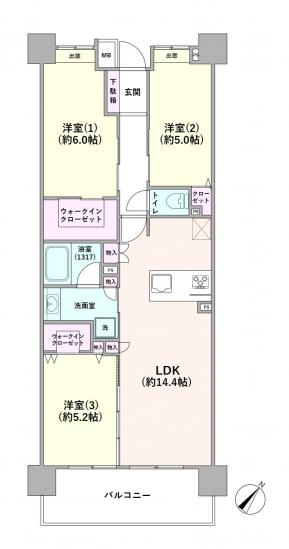 クレストフォルム横浜平沼-1-間取図(平面図)