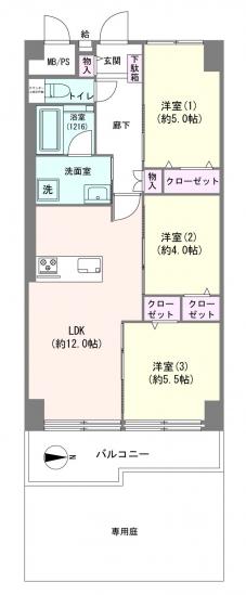 常和綱島サンハイツ-1-間取図(平面図)