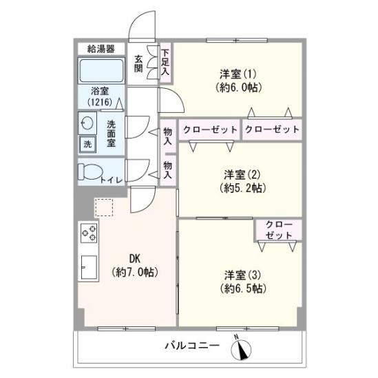 コモンヒル大倉山-1-間取図(平面図)