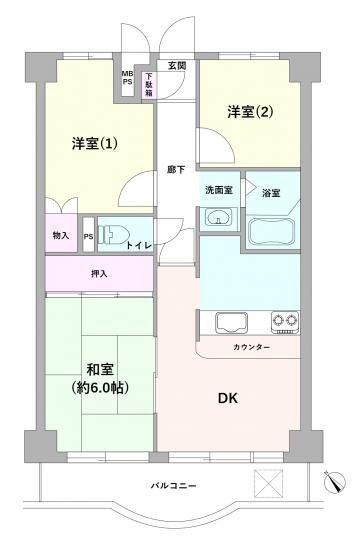 常盤台ダイヤモンドマンション-1-間取図(平面図)