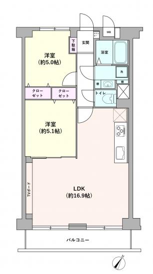 三ツ沢ハイタウン一号棟-1-間取図(平面図)