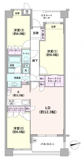 クオス横濱山手-1-間取図(平面図)