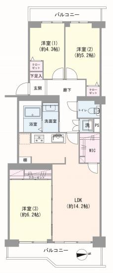 日吉第２ハイム　C棟-1-間取図(平面図)