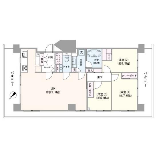 横浜シティタワー馬車道-1-間取図(平面図)