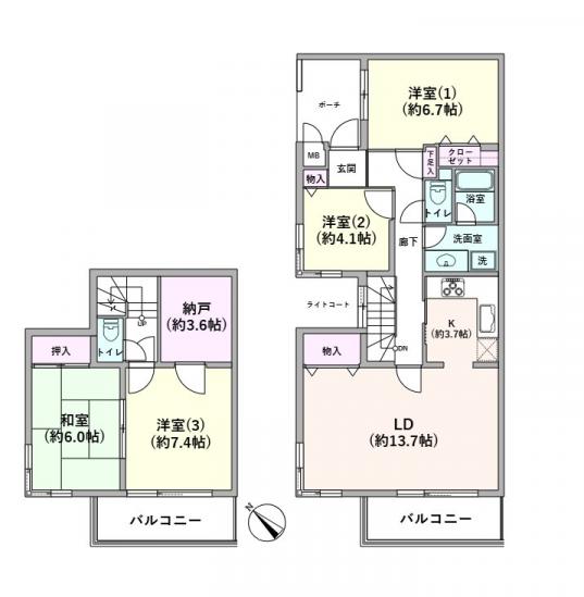 ルネ上星川　１号棟-1-間取図(平面図)