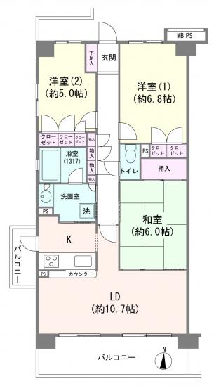 クリオ新横浜北　弐番館-1-間取図(平面図)