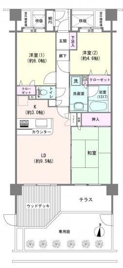 日神パレステージ上大岡第３-1-間取図(平面図)