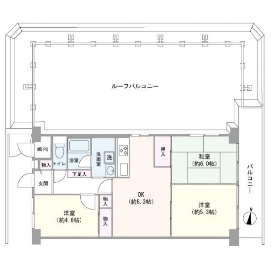 ライネスハイム綱島弐番館-1-間取図(平面図)