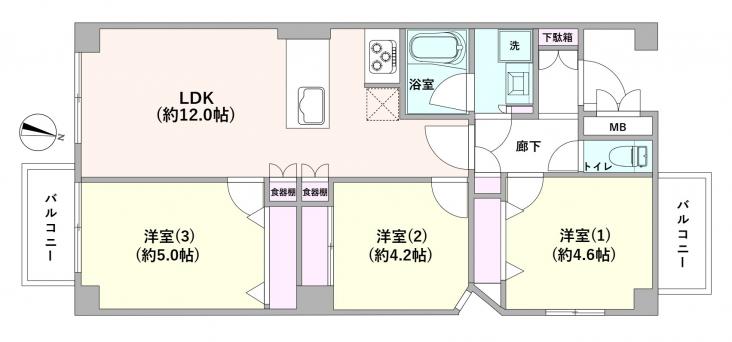 パンハイツ磯子-1-間取図(平面図)