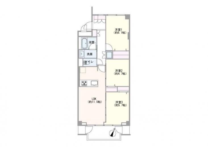 三ツ沢ハイタウン　４号棟-1-間取図(平面図)