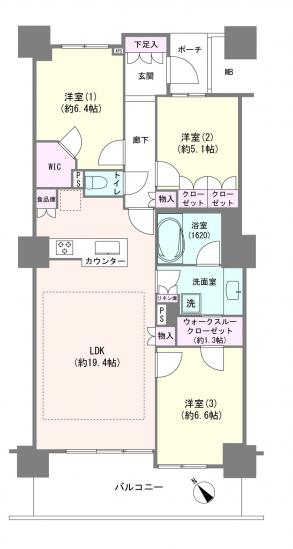 コットンハーバータワーズ　シーウエスト-1-間取図(平面図)