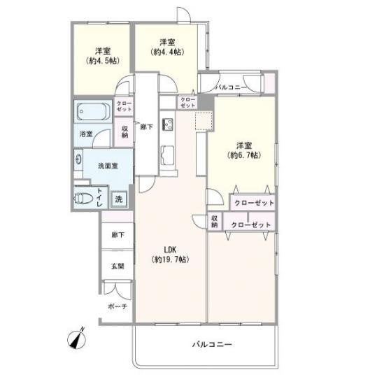 しいの木台ハイツ　８号棟-1-間取図(平面図)