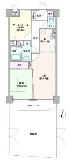 コスモ大倉山　弐番館-1-間取図(平面図)