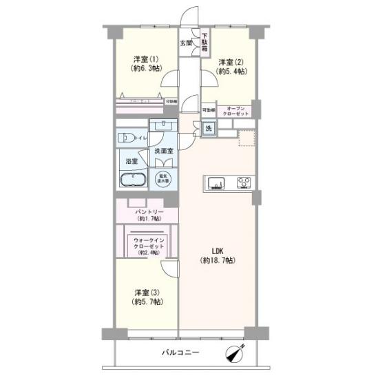 大倉山ハイム　２号棟-1-間取図(平面図)