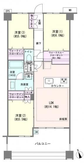ヴェレーナシティ　パレ・ド・マジェステ-1-間取図(平面図)