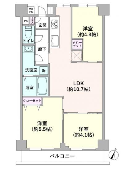 グリーンコーポ保土ヶ谷-1-間取図(平面図)