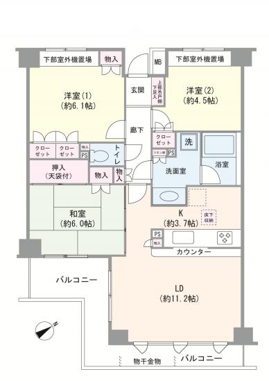リーベスト上大岡-1-間取図(平面図)