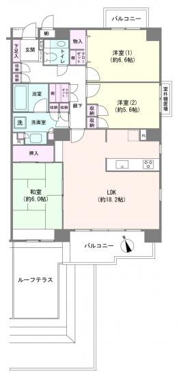 コスモ上大岡サニーウィング　B号棟-1-間取図(平面図)