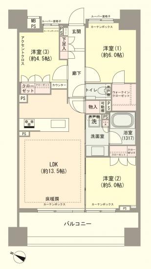 クリオレジダンス　横濱ザ・マークス-1-間取図(平面図)