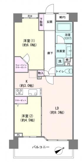 ライオンズグローベル本牧-1-間取図(平面図)